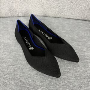 Rothy’s 10 Black Pointed Toe Flat Shoes Slip On Ballet Preppy Classic Travel